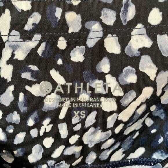 ATHLETA Leggings Spotty Up for Anything Crop Capri Mesh Pocket Navy White XS - Picture 4 of 11